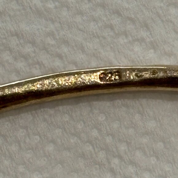 Gold tone Silver 925 Oval Vermeil Purple Amethyst Dangle Charm Bangle Bracelet - Picture 8 of 12